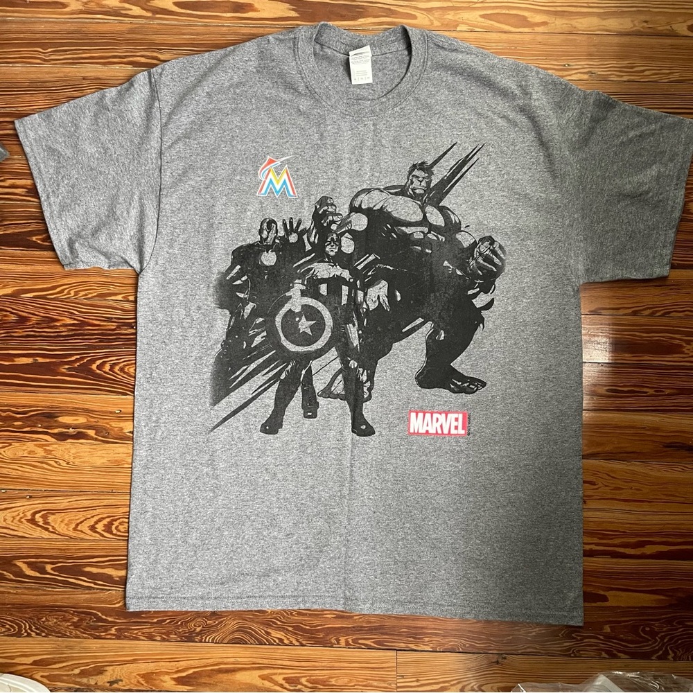 Miami Marlins x Marvel Avengers Gray T-Shirt